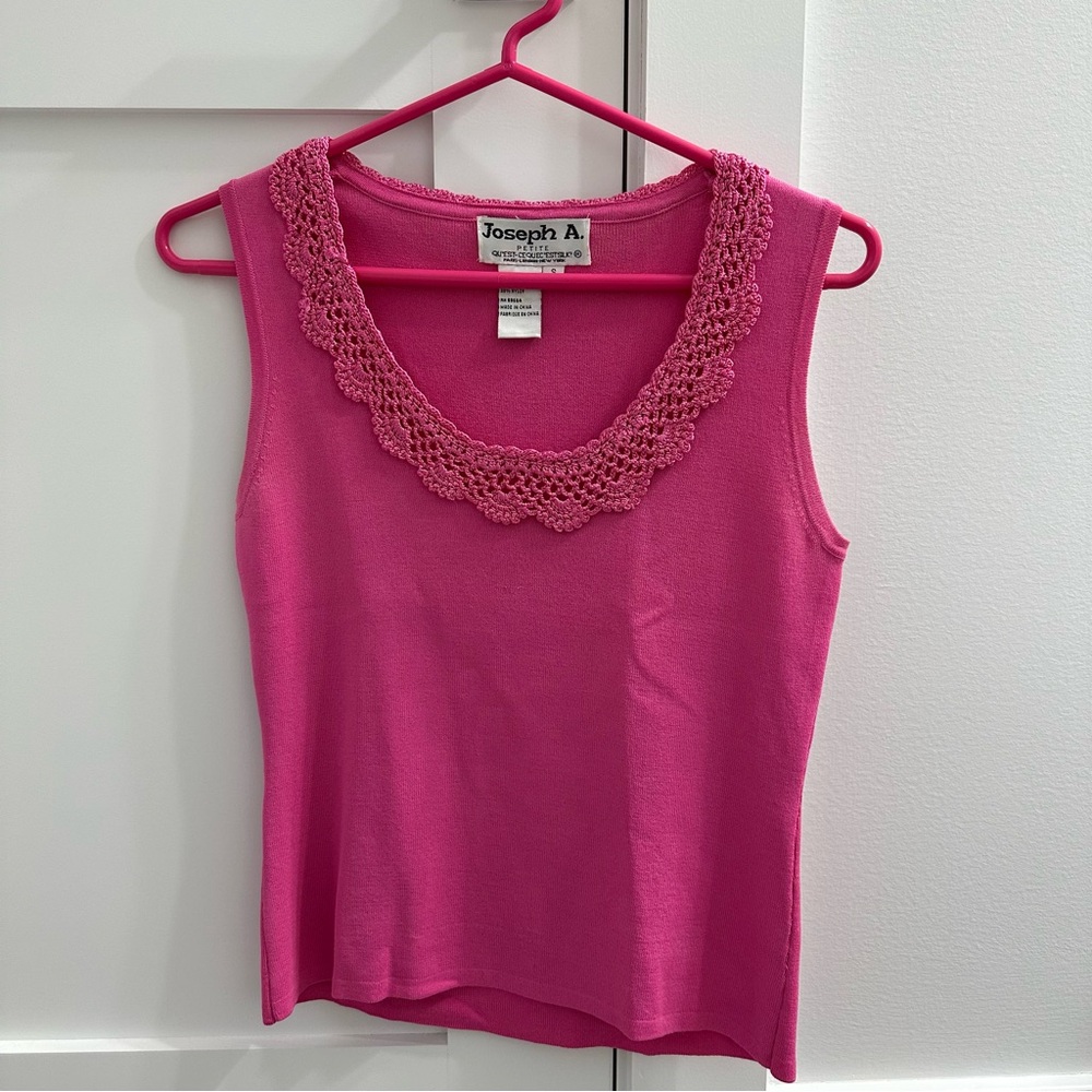 Joseph A Pink Fitted Embellished Tank Top